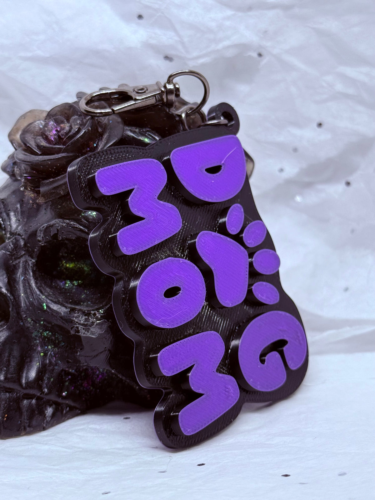 Dog Mom (Black & Purple) | 3D Printed Keychain