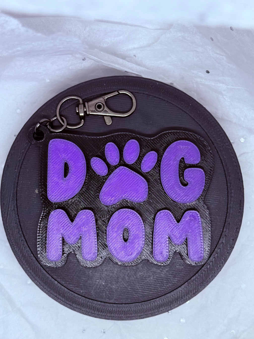 Dog Mom (Black & Purple) | 3D Printed Keychain