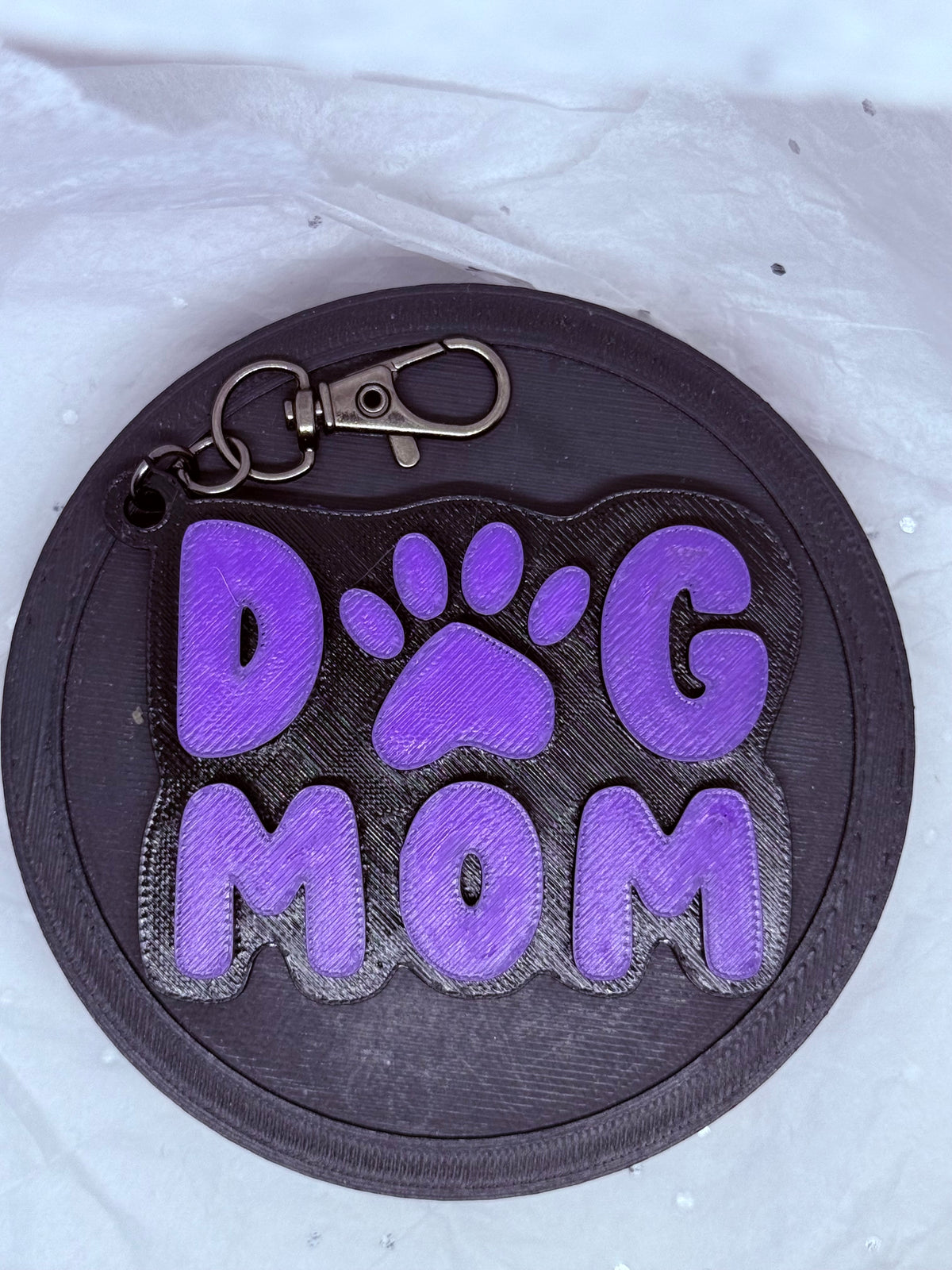 Dog Mom (Black & Purple) | 3D Printed Keychain