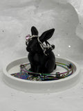 Fat Bunny Jewelry Holder (Black/White) | 3D Printed Decor