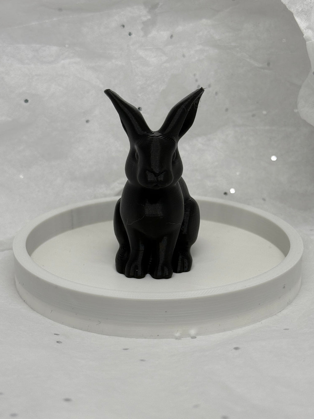 Fat Bunny Jewelry Holder (Black/White) | 3D Printed Decor