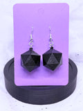 Galaxy Black D20s | 3D Printed Earrings