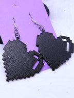 Big Pixel Hearts (Black) | 3D Printed Earrings