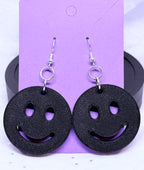 Black Smiley Faces | 3D Printed Earrings