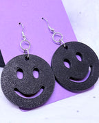 Black Smiley Faces | 3D Printed Earrings