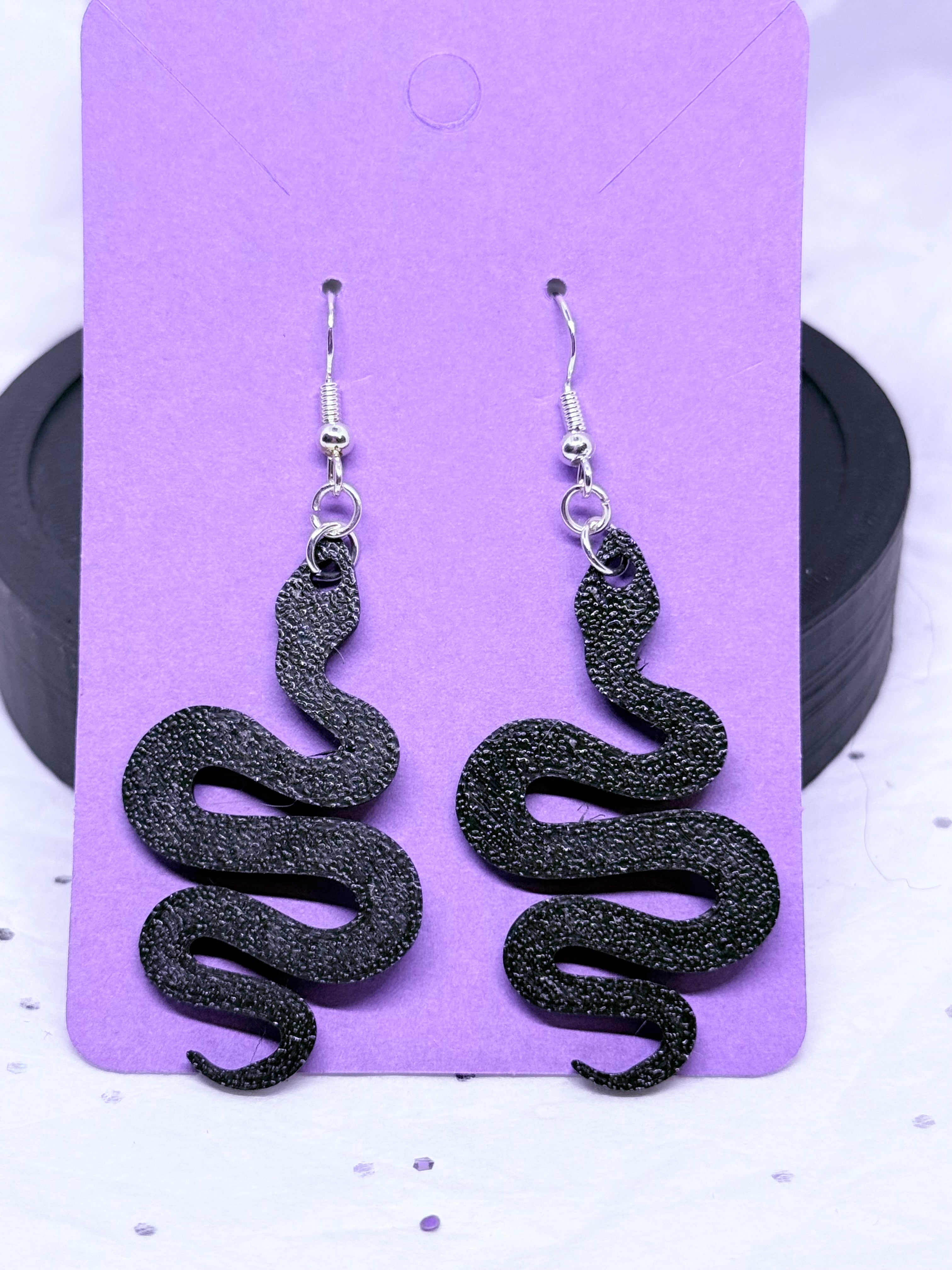 Black Snakes | 3D Printed Earrings