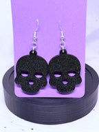 Black & Gold Glitter Skulls | 3D Printed Earrings