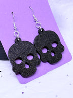 Black & Gold Glitter Skulls | 3D Printed Earrings