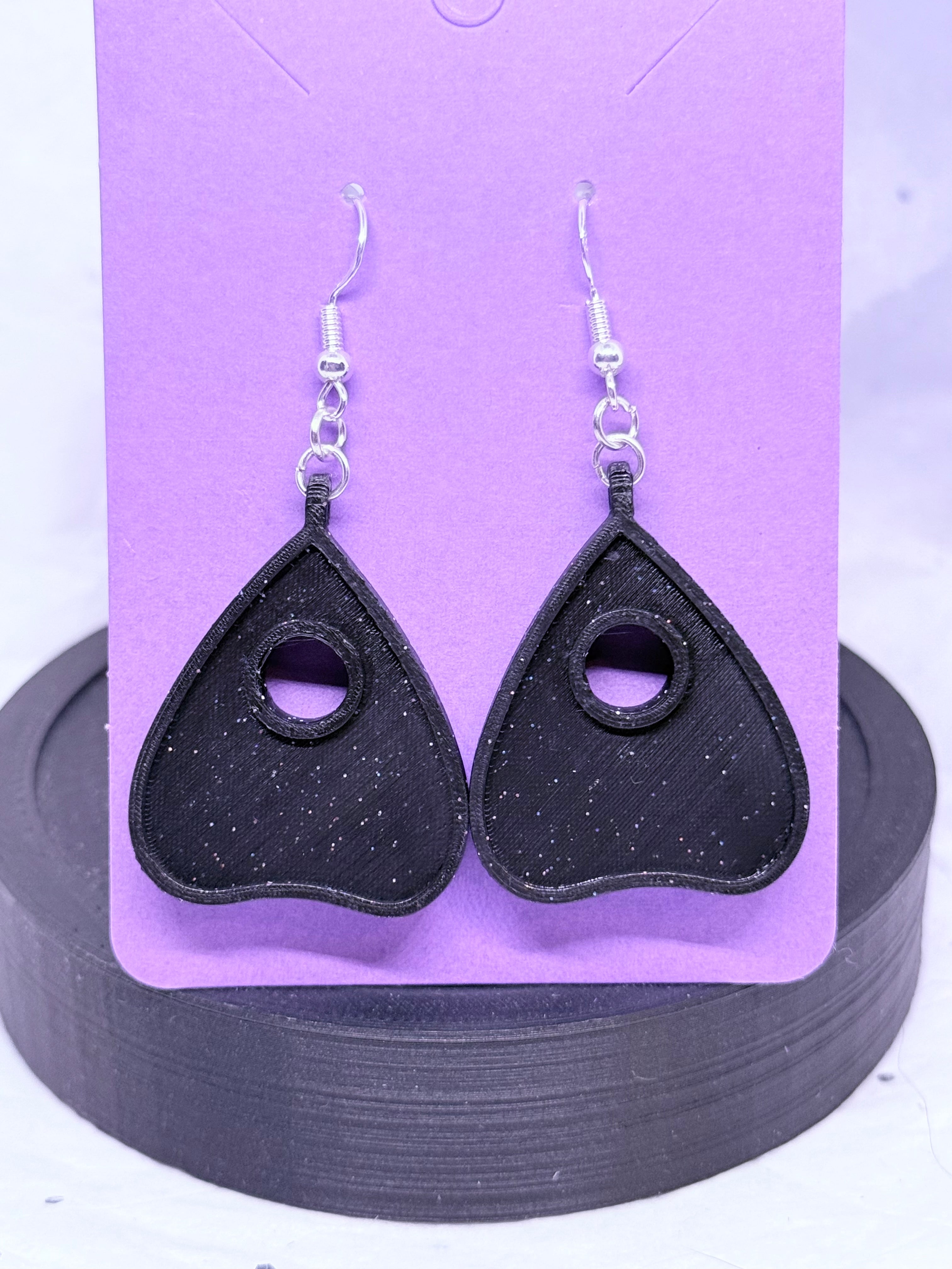 Galaxy Black Planchettes | 3D Printed Earrings
