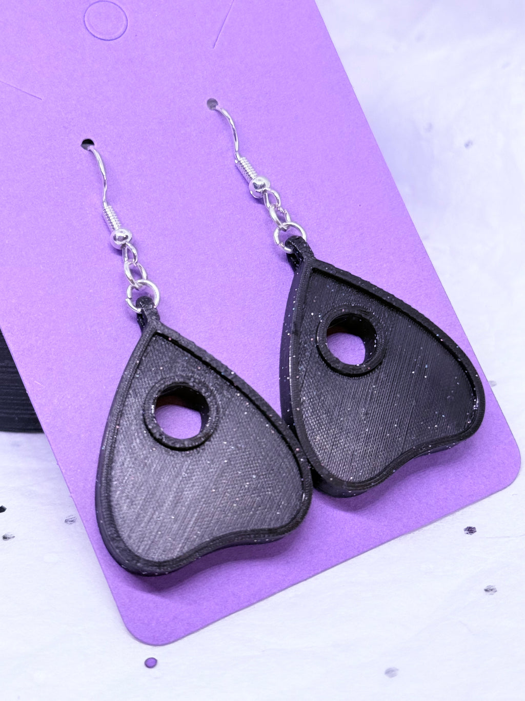 Galaxy Black Planchettes | 3D Printed Earrings
