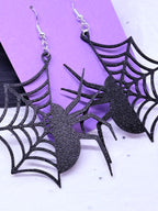 Galaxy Black Spider & Web | 3D Printed Earrings
