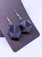 Blue Sparkling D20s | 3D Printed Earrings