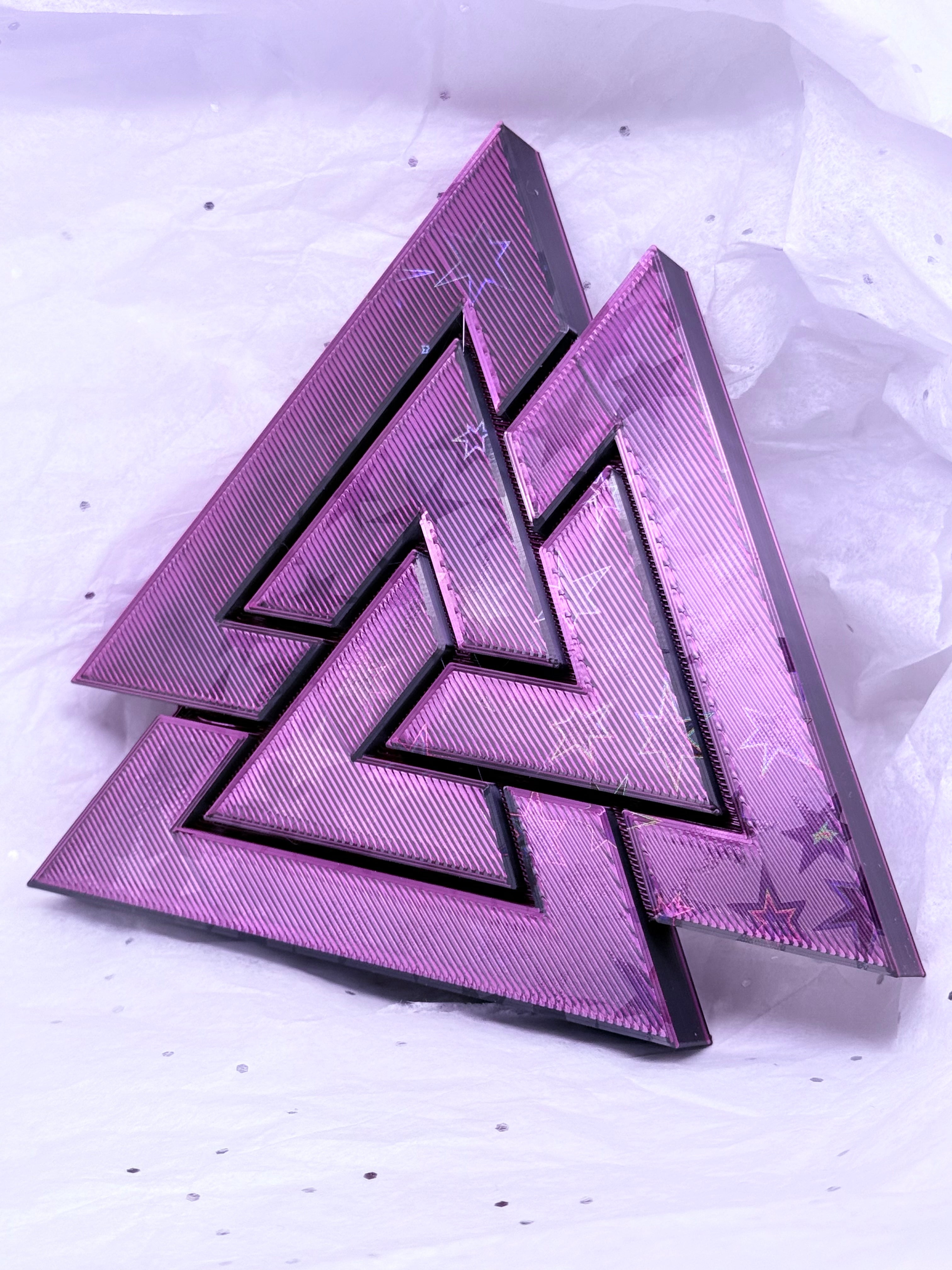 Black & Pink Valknut | 3D Printed Decor