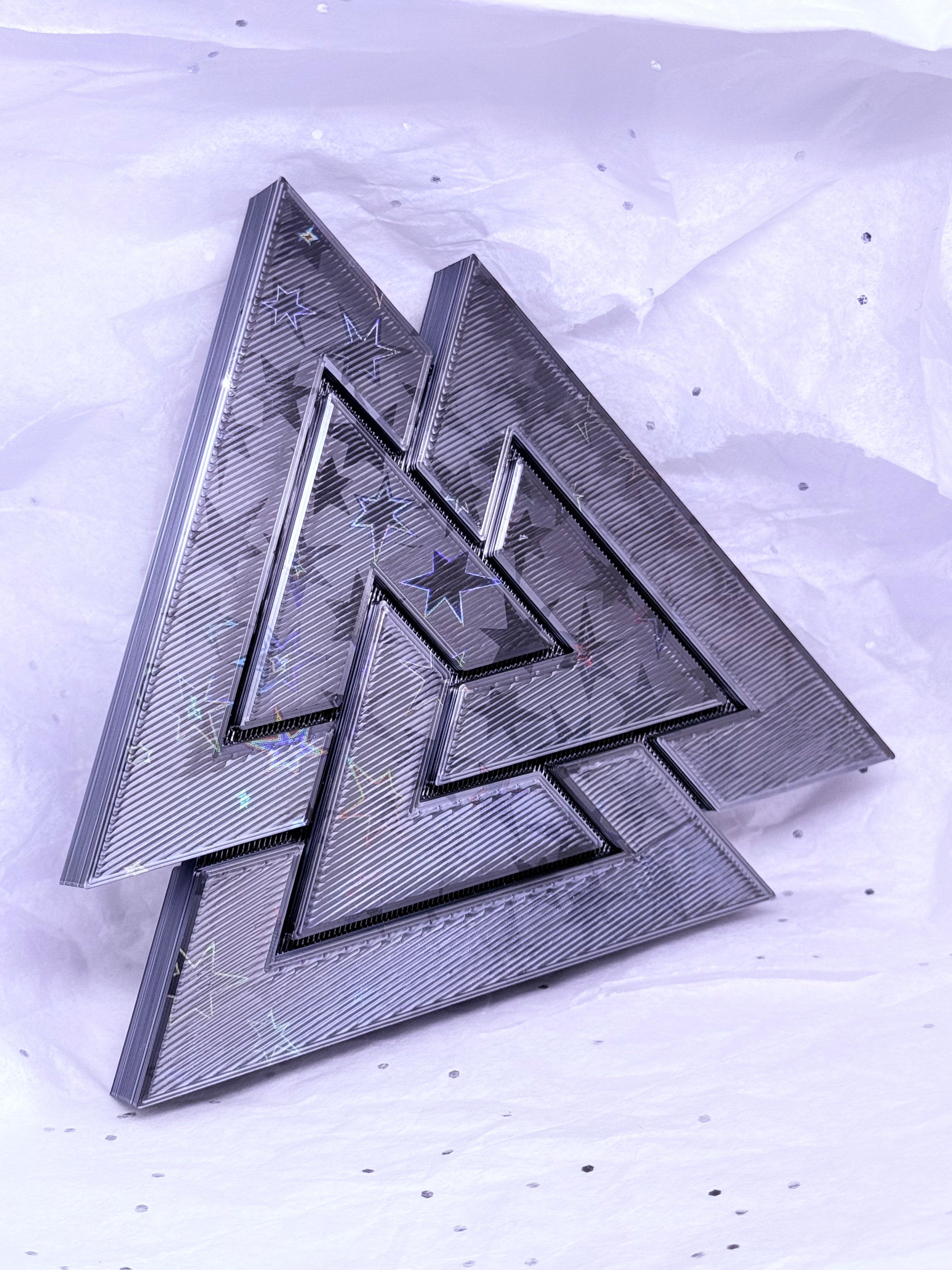Black & Blue Valknut | 3D Printed Decor