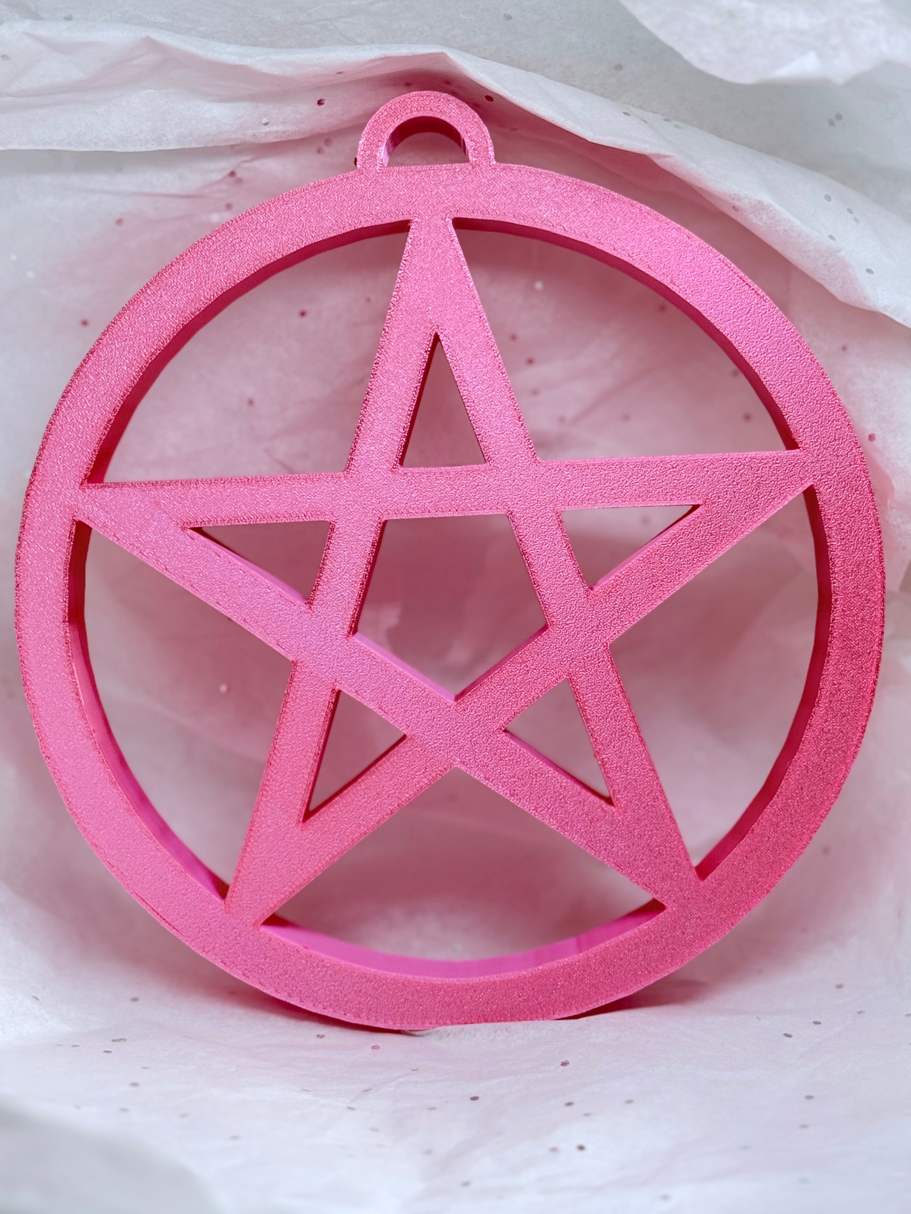 Hot Pink Pentagram | 3D Printed Decor