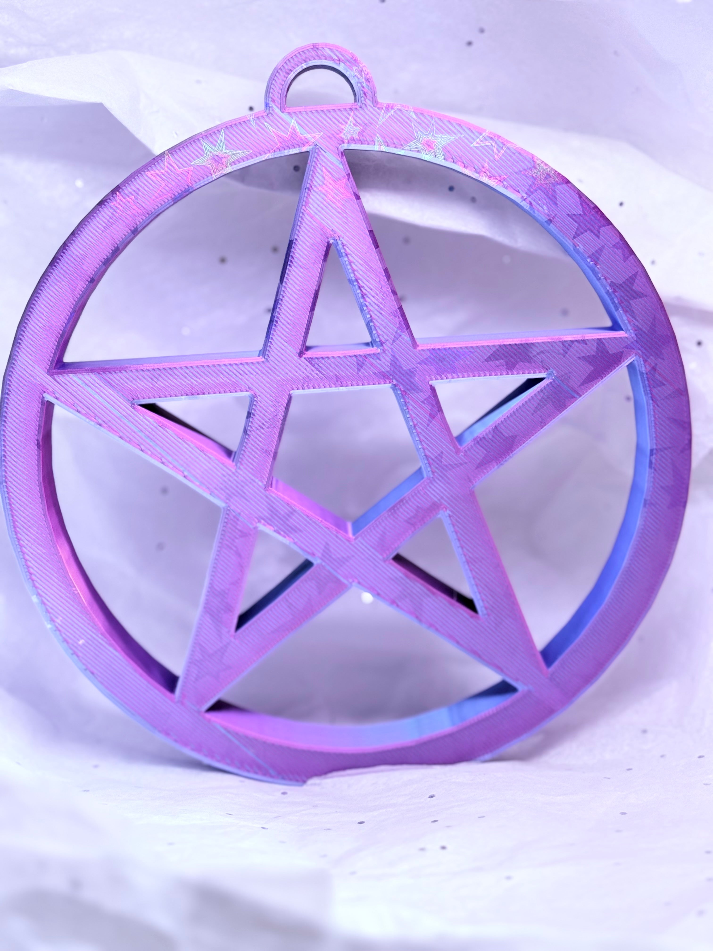 Purple/Blue Holographic Pentagram | 3D Printed Decor