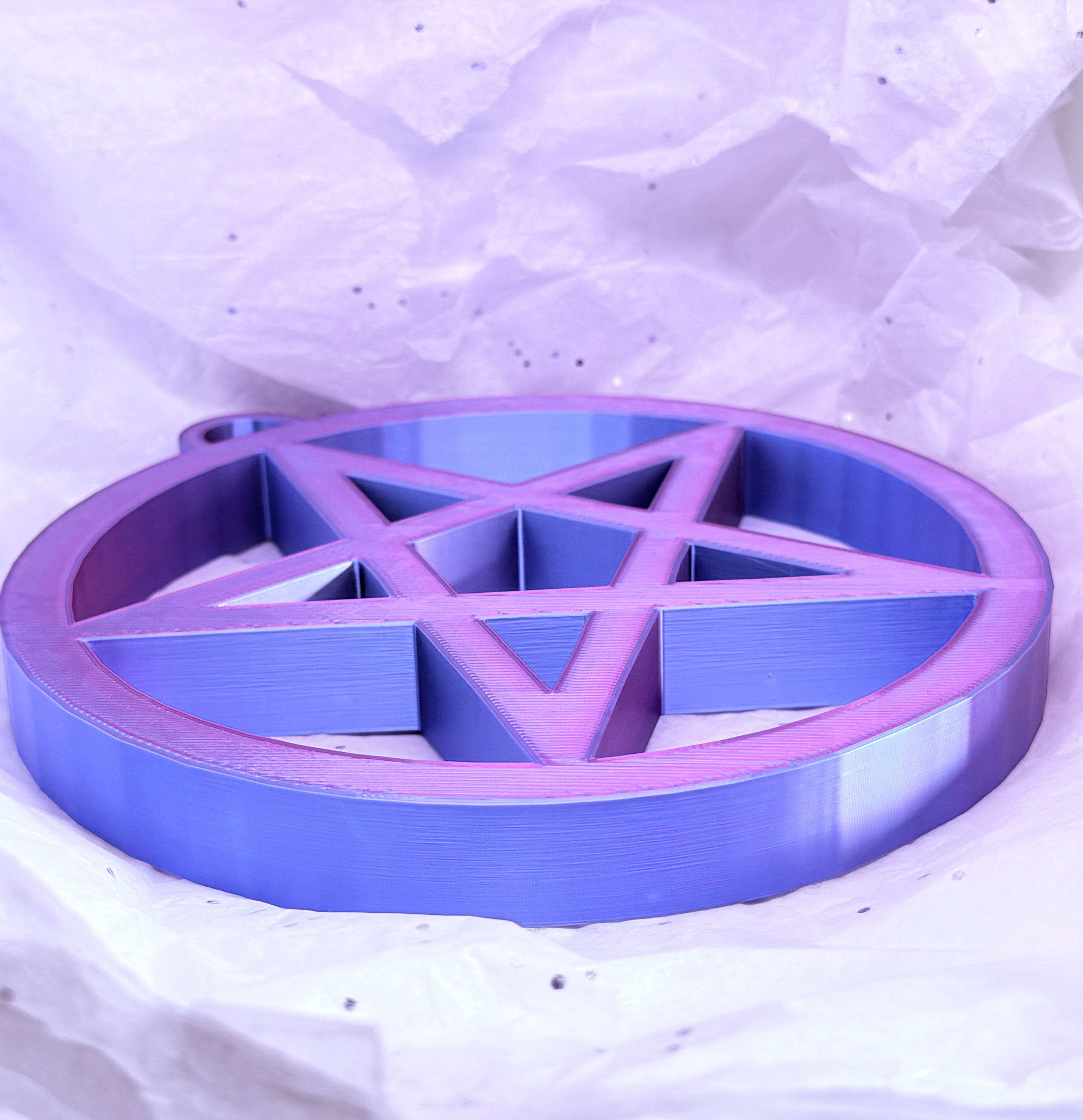 Purple/Blue Holographic Pentagram | 3D Printed Decor