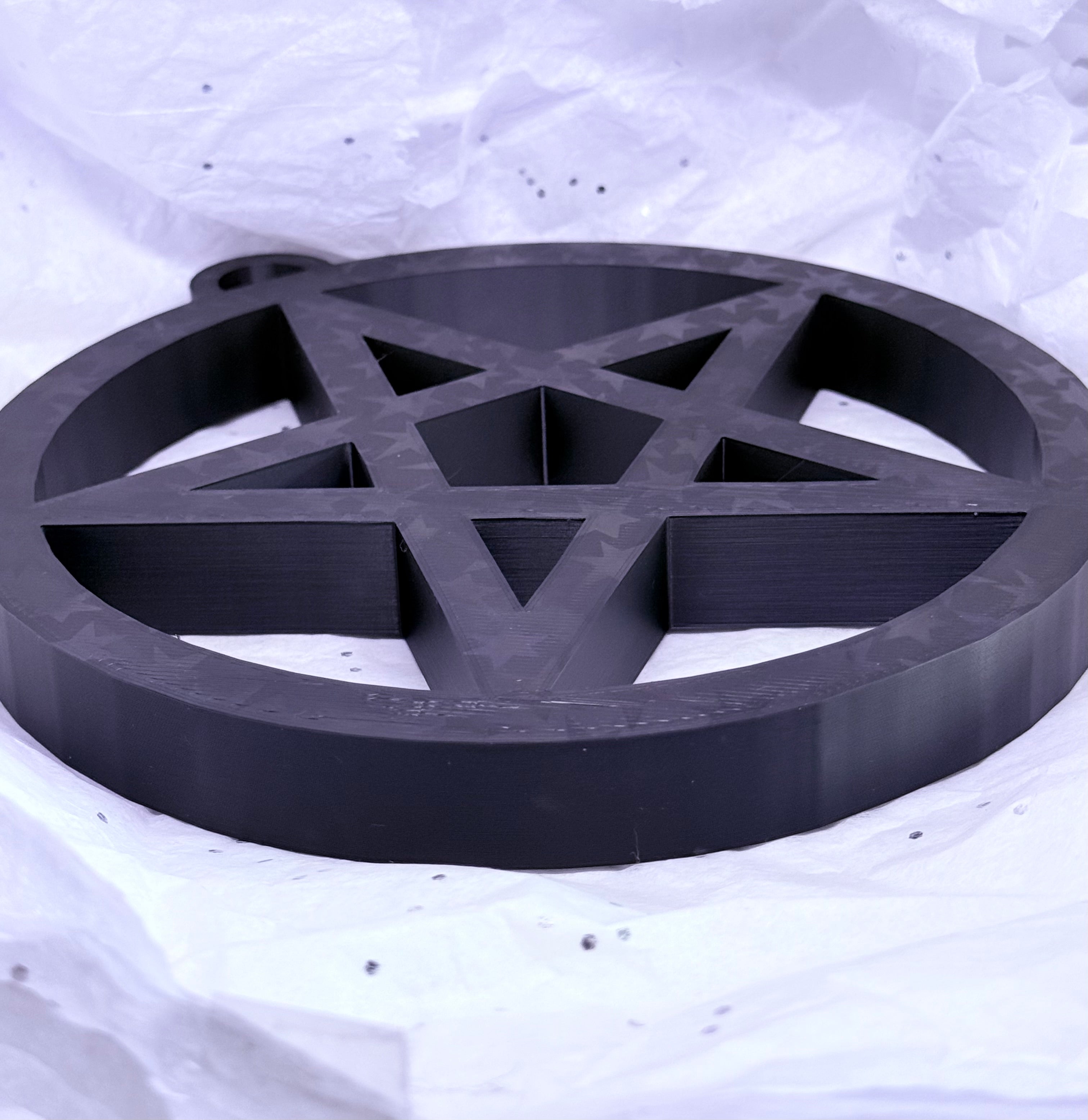 Black Holographic Pentagram | 3D Printed Decor