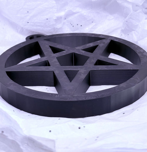 Black Holographic Pentagram | 3D Printed Decor