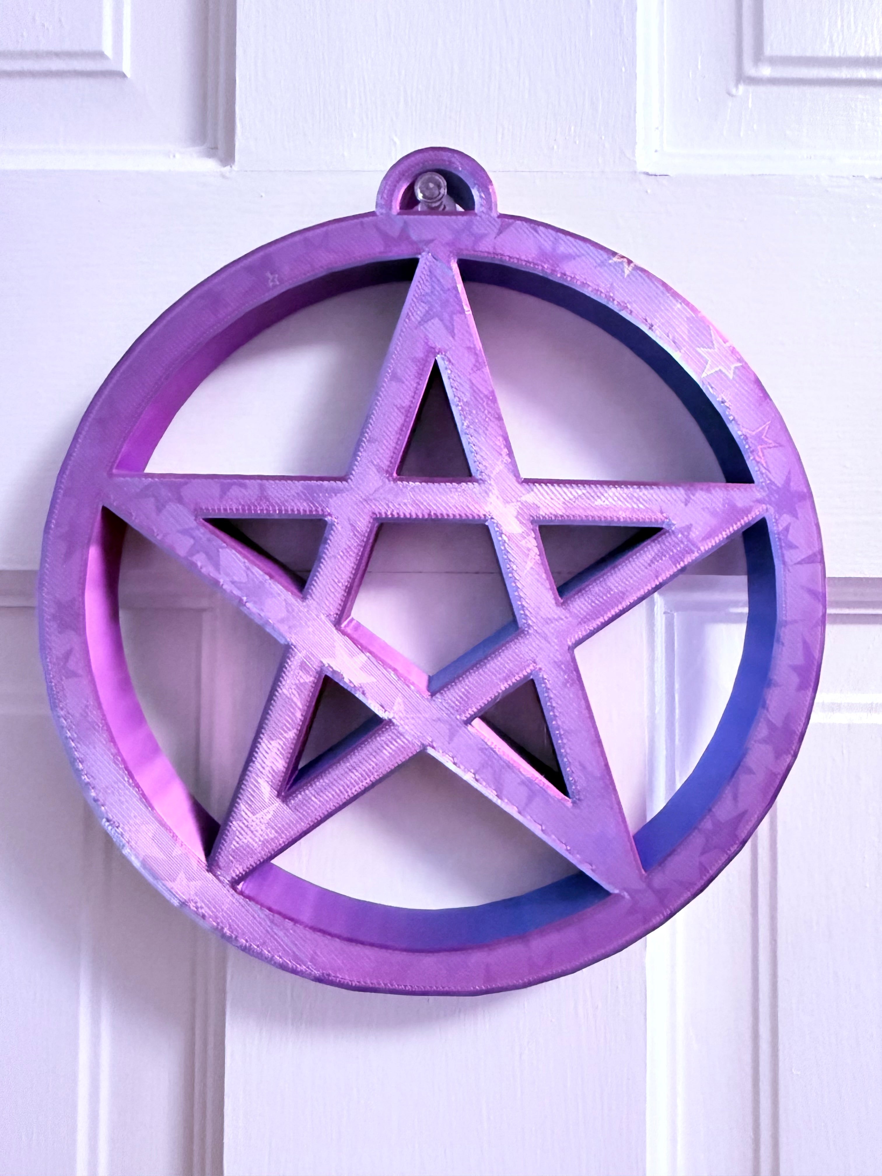 Purple/Blue Holographic Pentagram | 3D Printed Decor