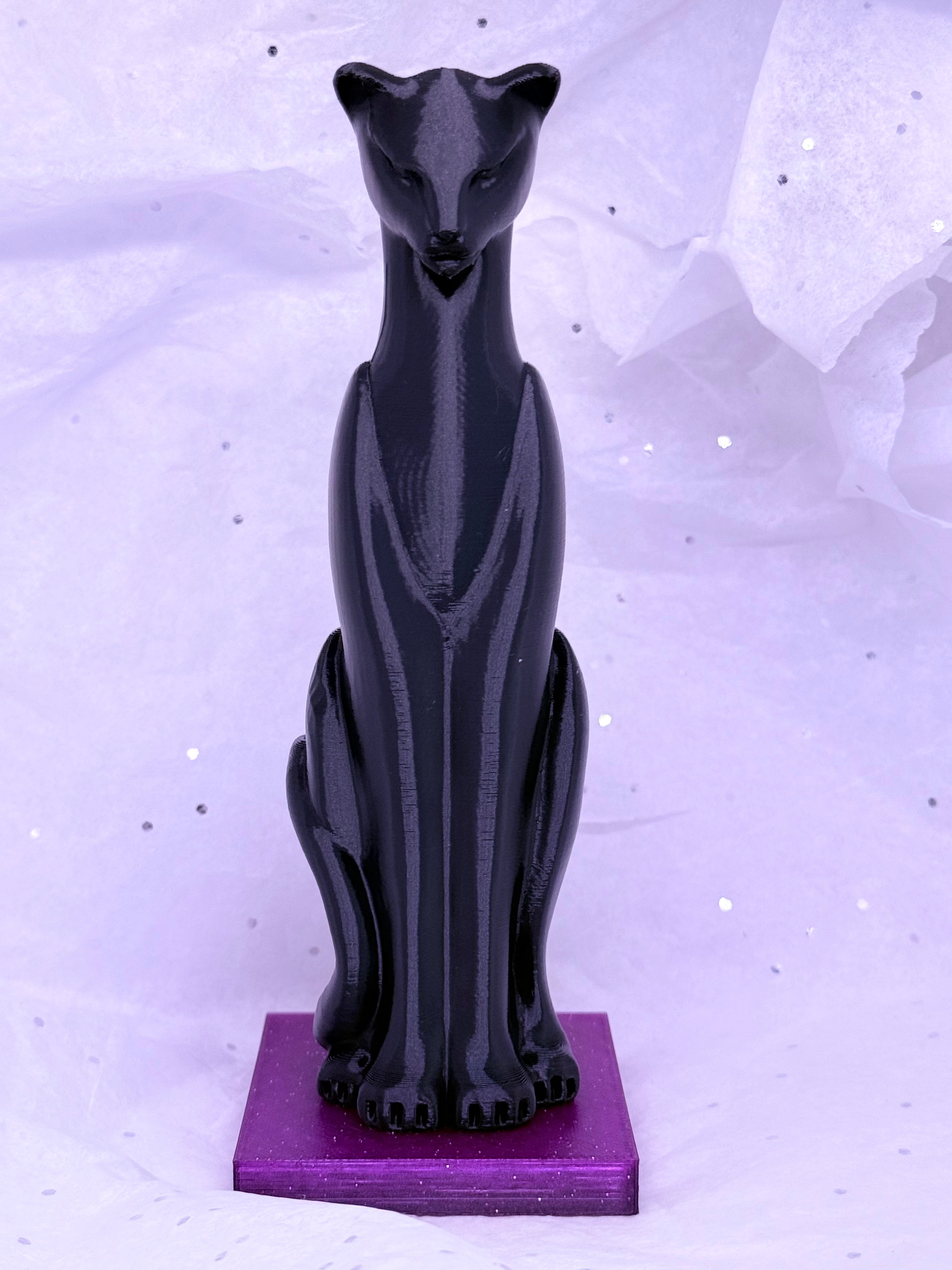 Black & Purple Cat | 3D Printed Decor