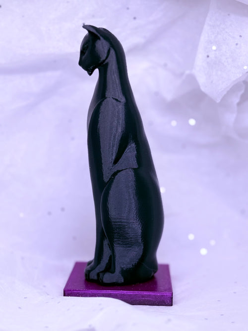 Black & Purple Cat | 3D Printed Decor