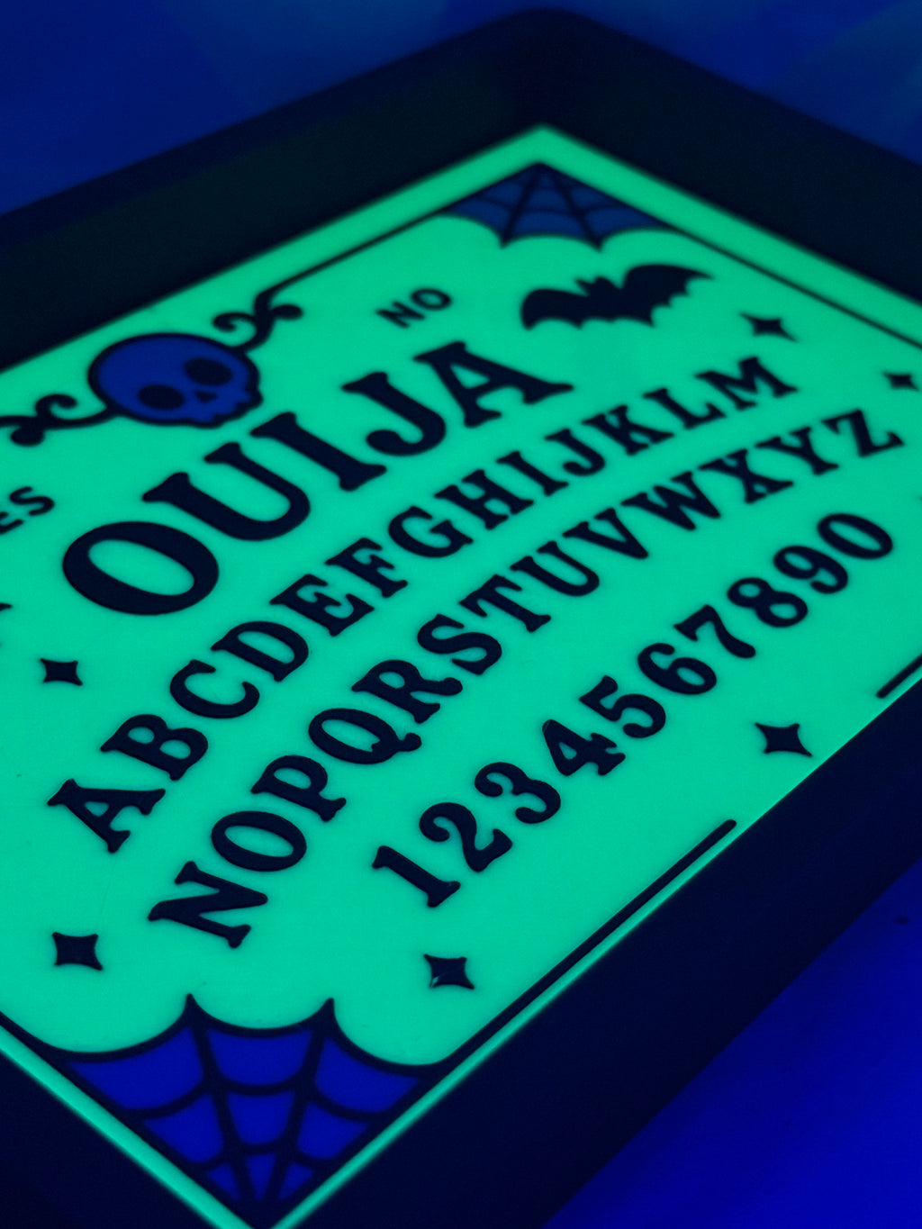 Black & Glowing Green Ouija Board Tray | 3D Printed Decor