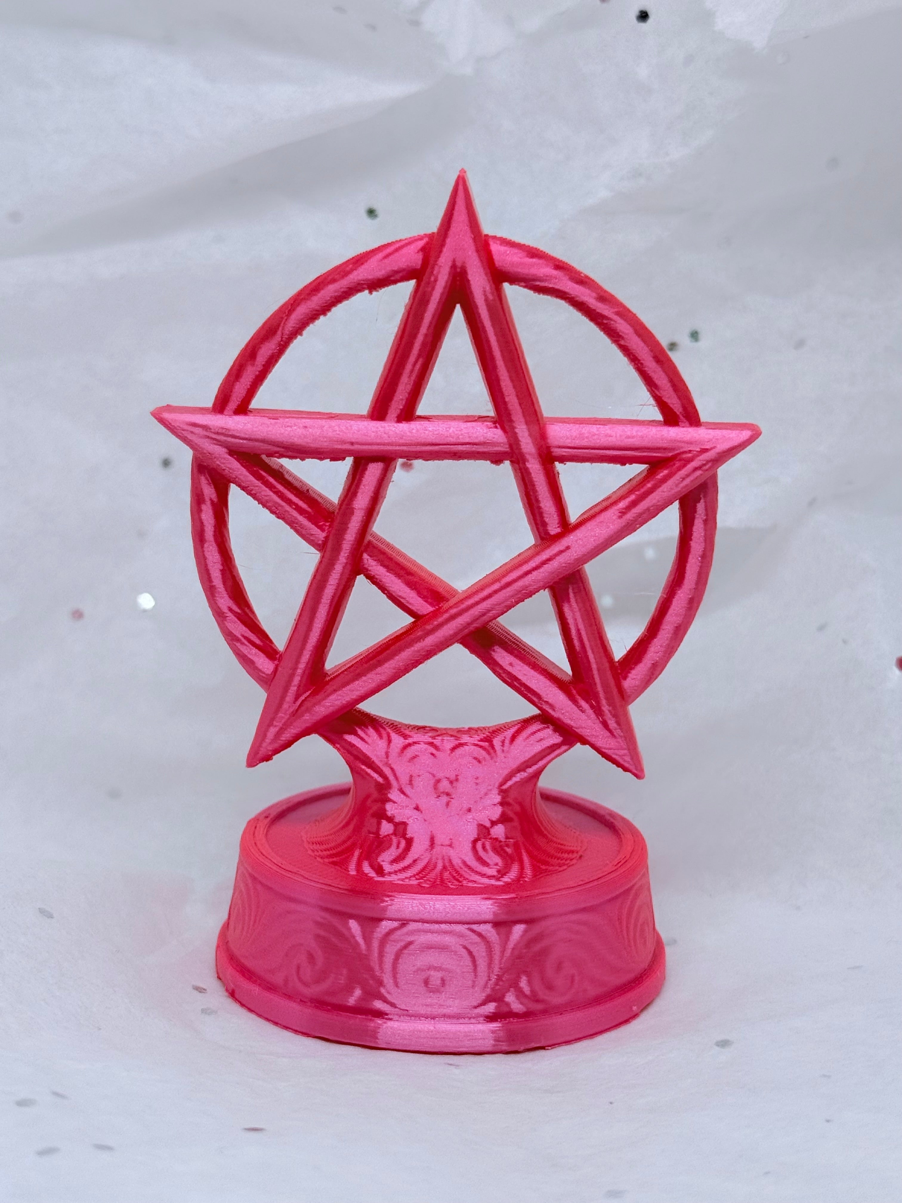 Silky Magenta Pentagram Stand | 3D Printed Decor