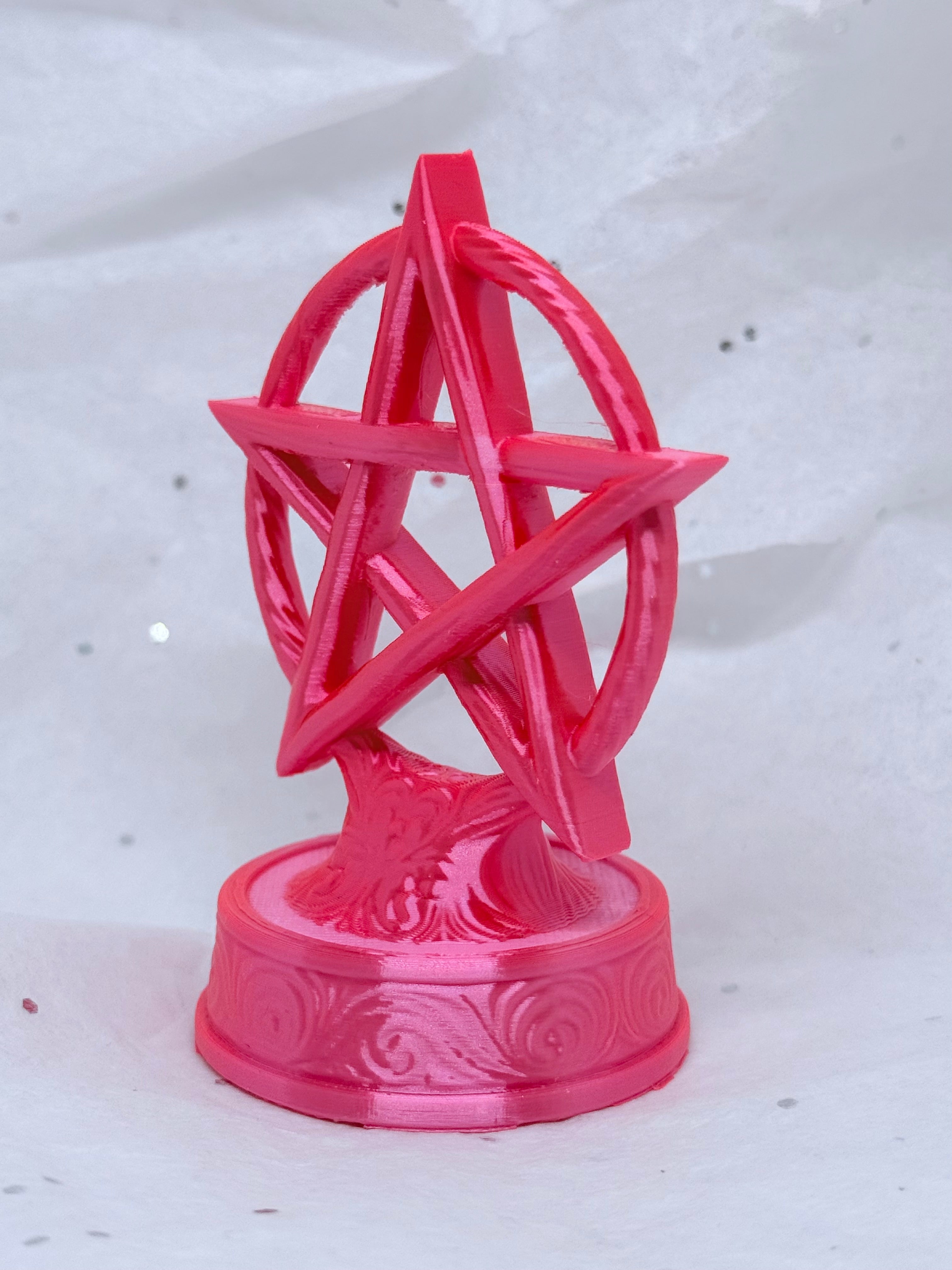 Silky Magenta Pentagram Stand | 3D Printed Decor