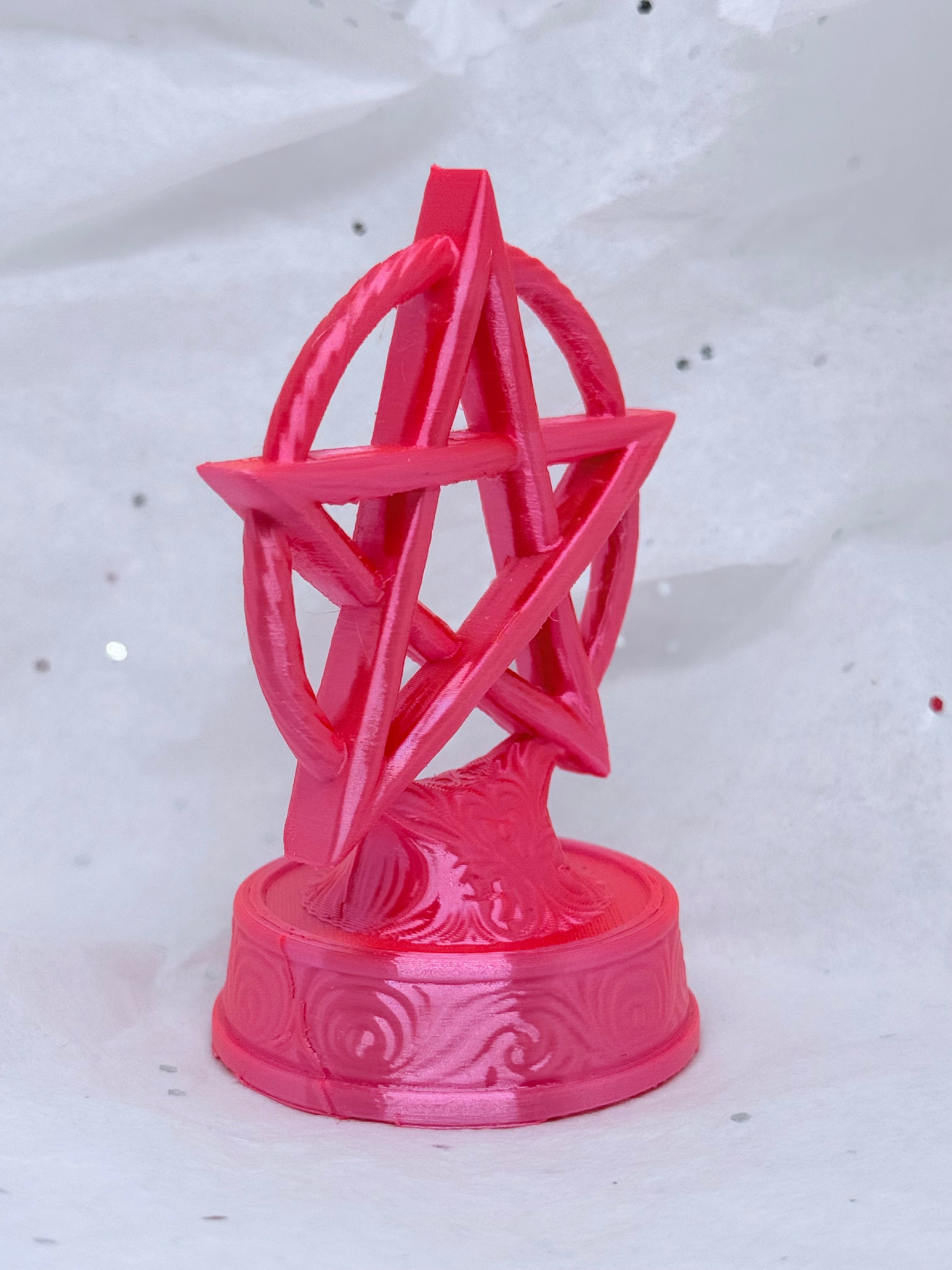 Silky Magenta Pentagram Stand | 3D Printed Decor
