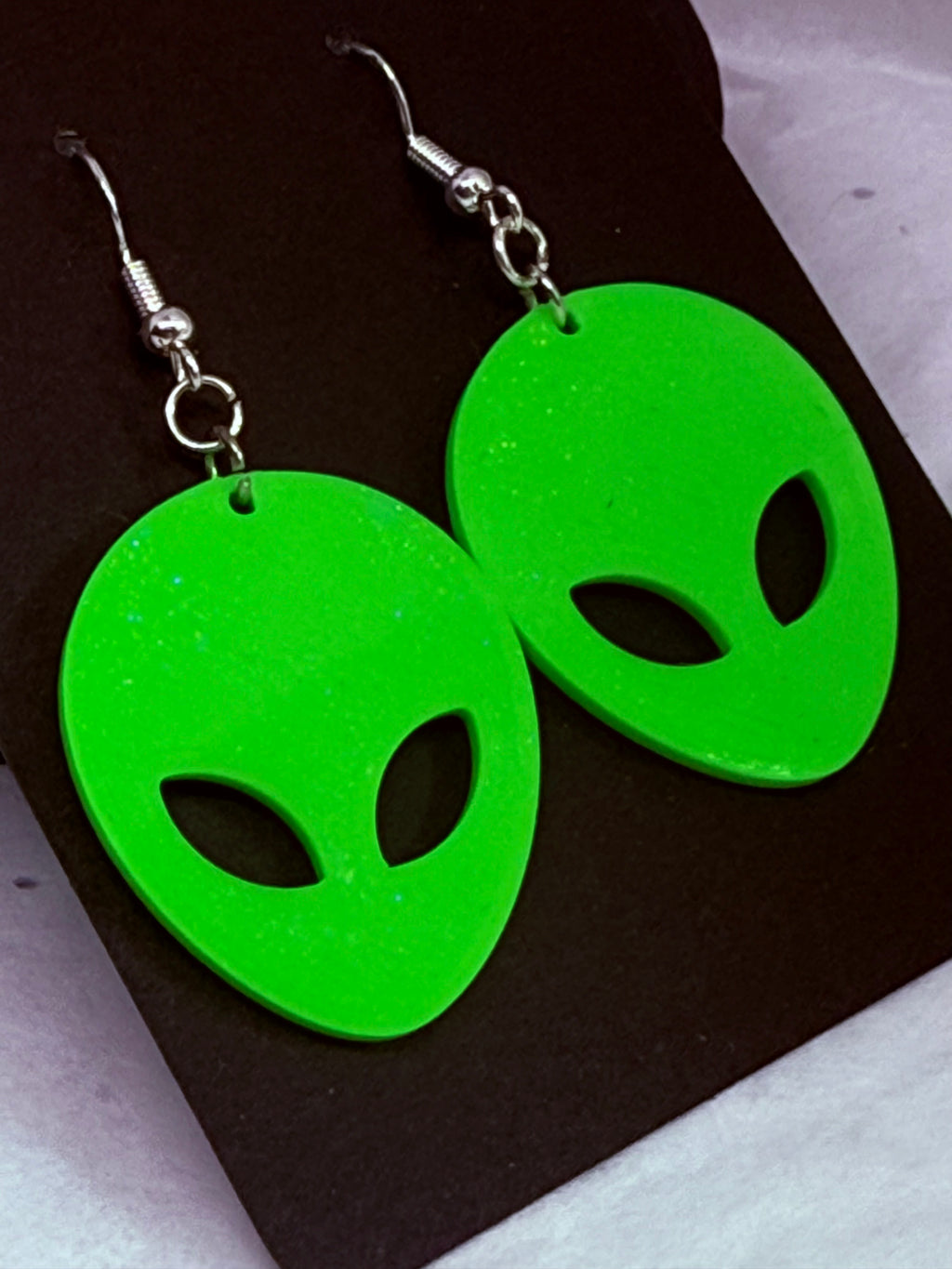 Lime Green Aliens | 3D Printed Earrings