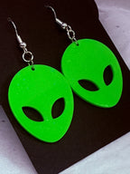 Lime Green Aliens | 3D Printed Earrings