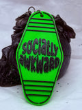 Socially Awkward (Black on Lime Green) | 3D Printed Keychain