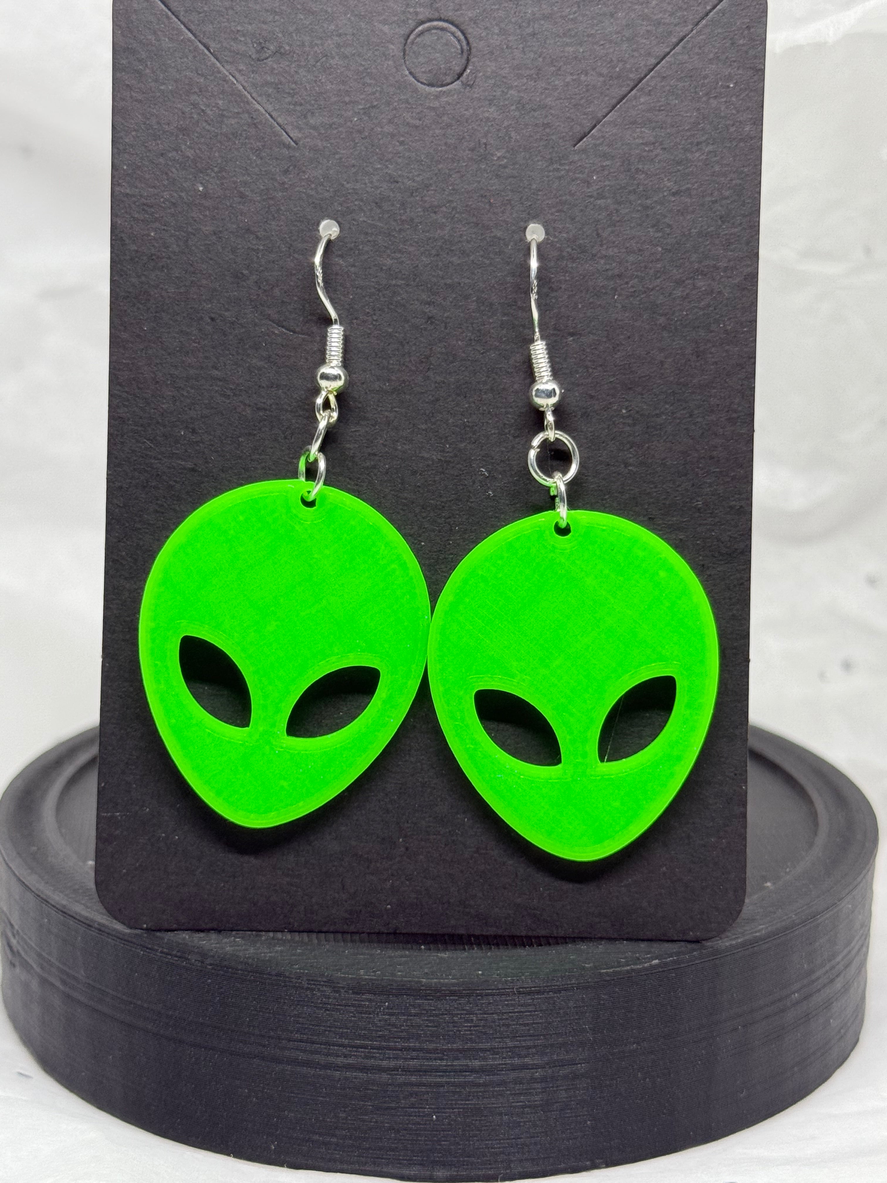 Glowing Green Aliens | 3D Printed Earrings