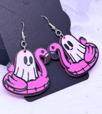 Ghosts on Pink Flamingos | 3D Printed Earrings