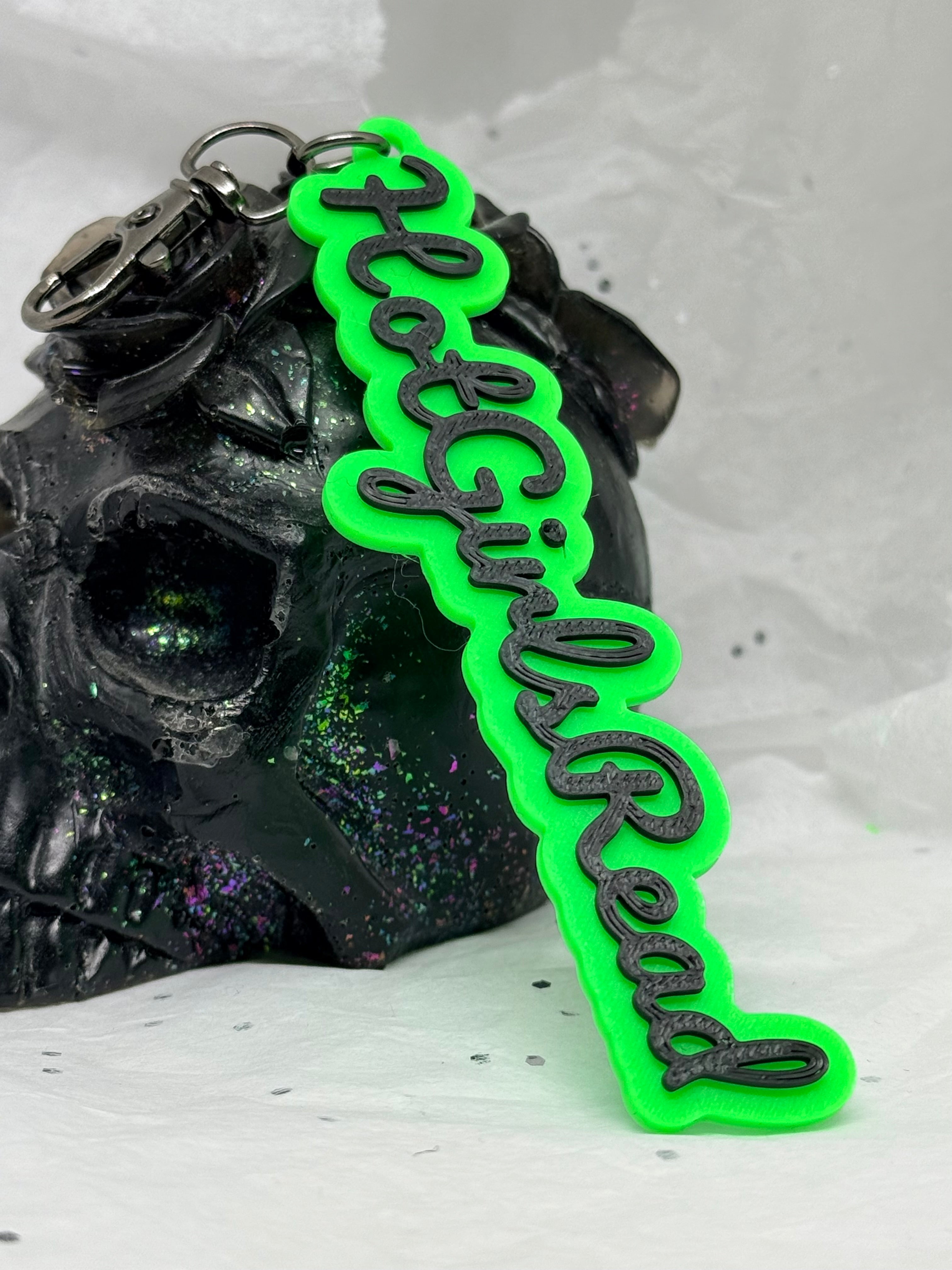 Hot Girls Read (Glowing Green & Black) | 3D Printed Keychain