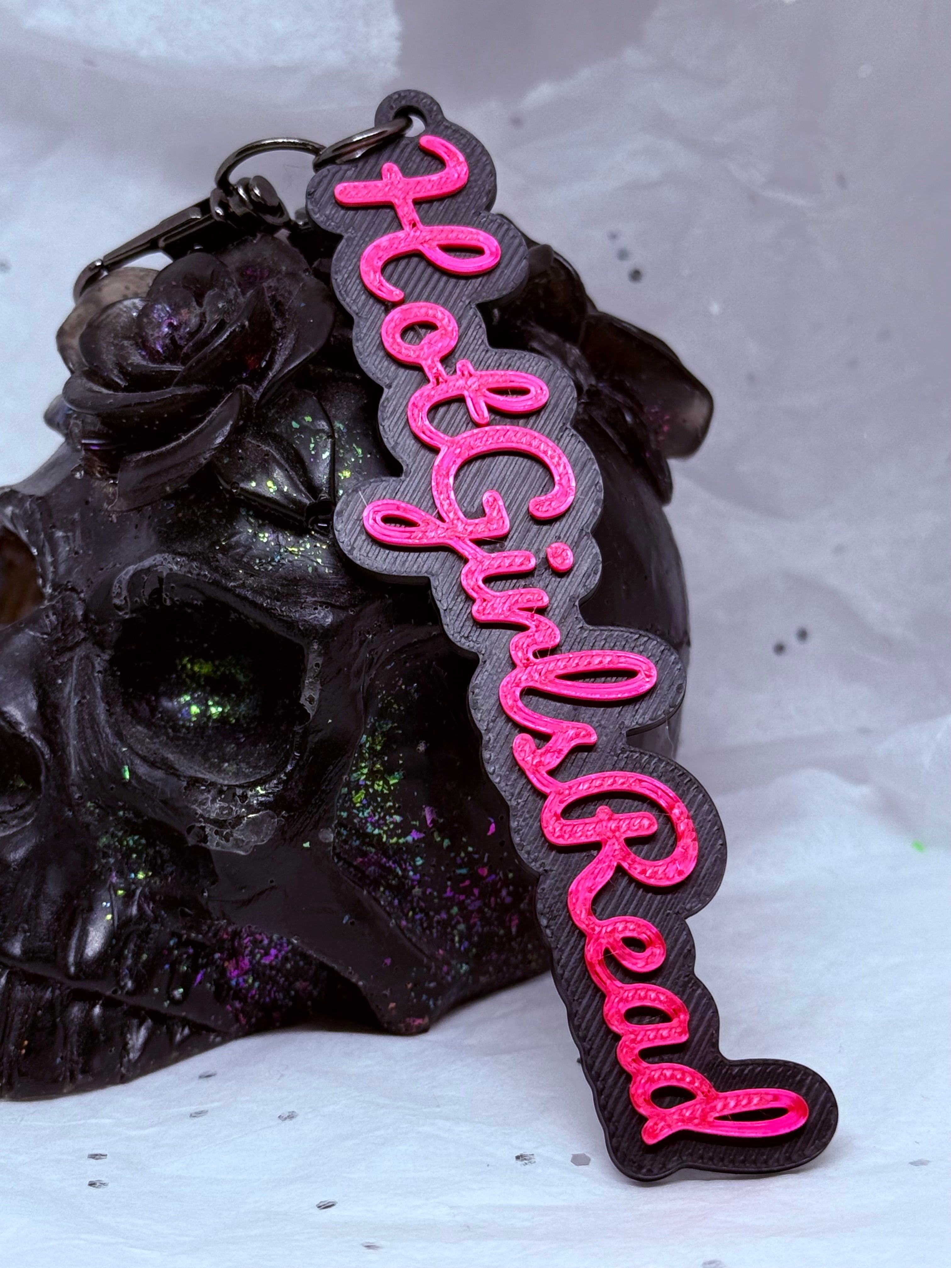 Hot Girls Read (Silky Magenta & Black) | 3D Printed Keychain