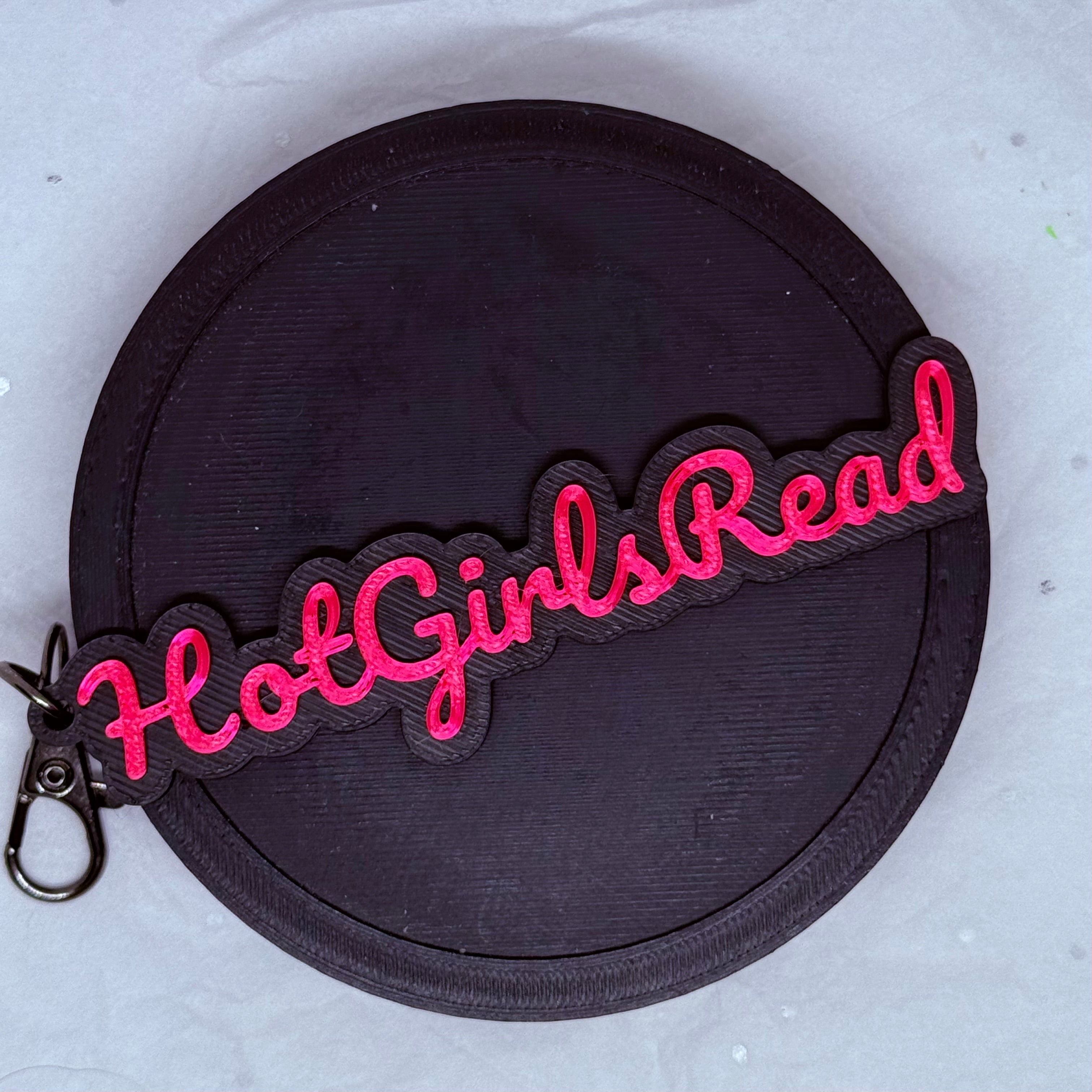 Hot Girls Read (Silky Magenta & Black) | 3D Printed Keychain