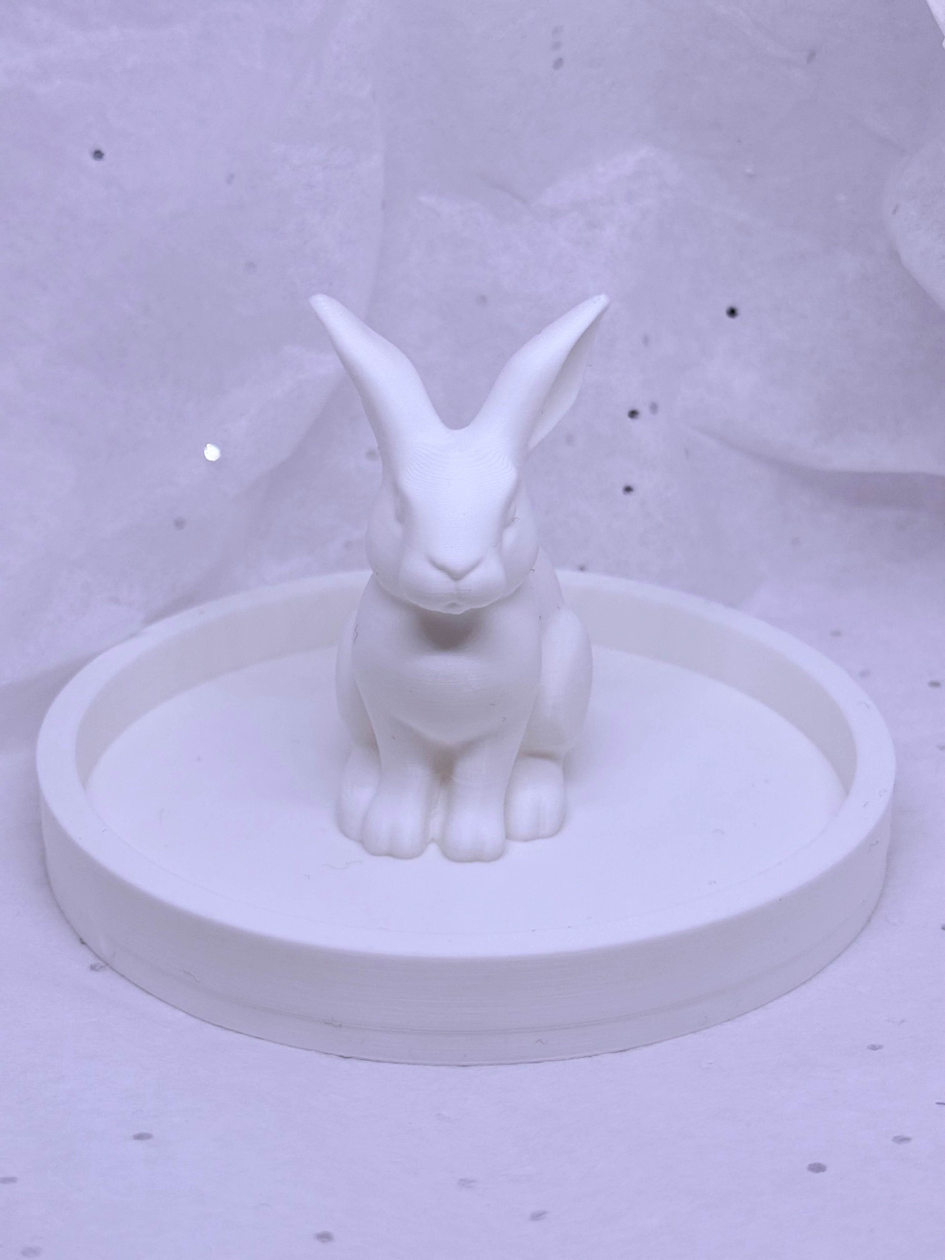 Fat Bunny Jewelry Holder (White) | 3D Printed Decor