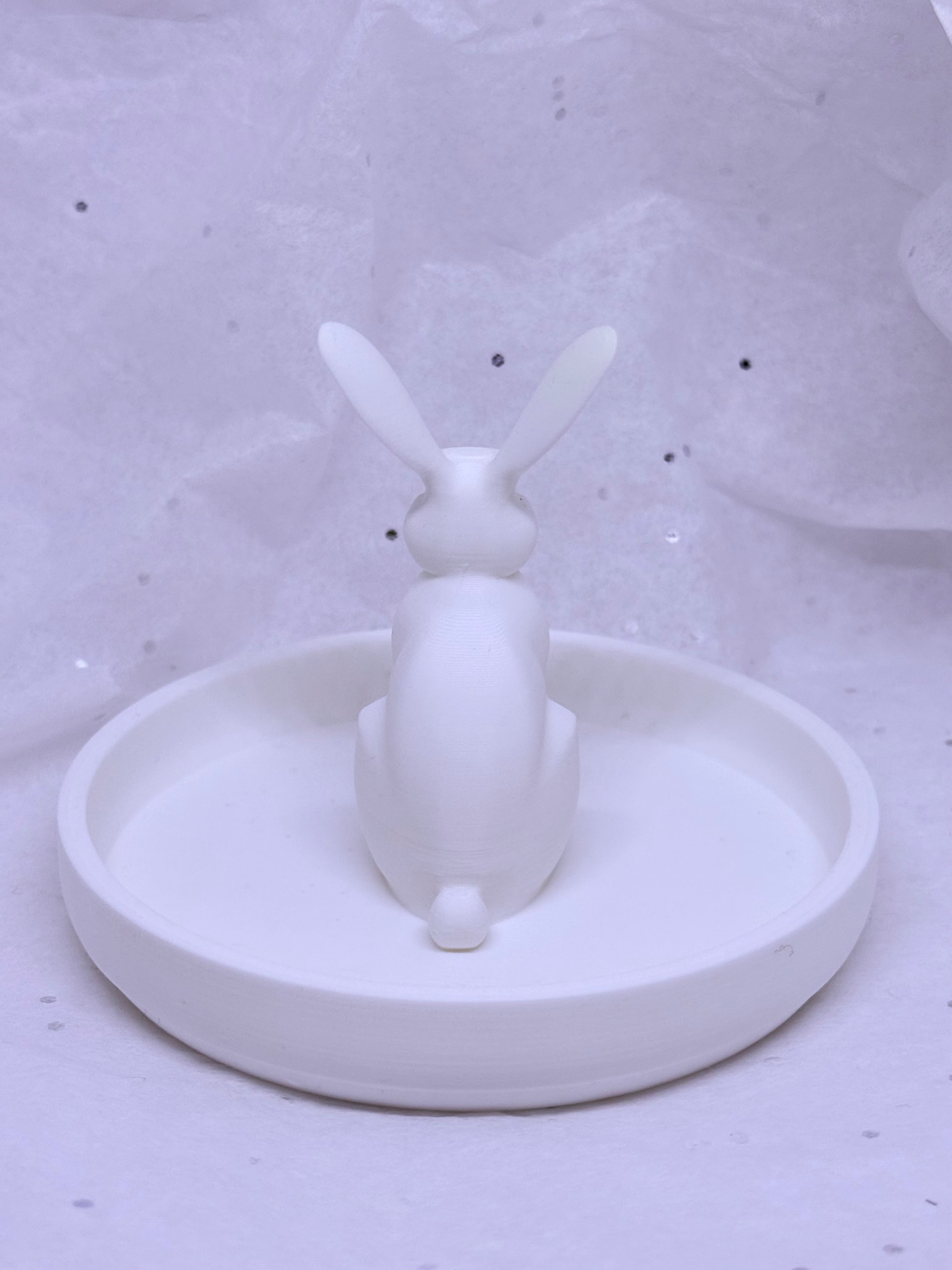 Skinny Bunny Jewelry Holder (White) | 3D Printed Decor