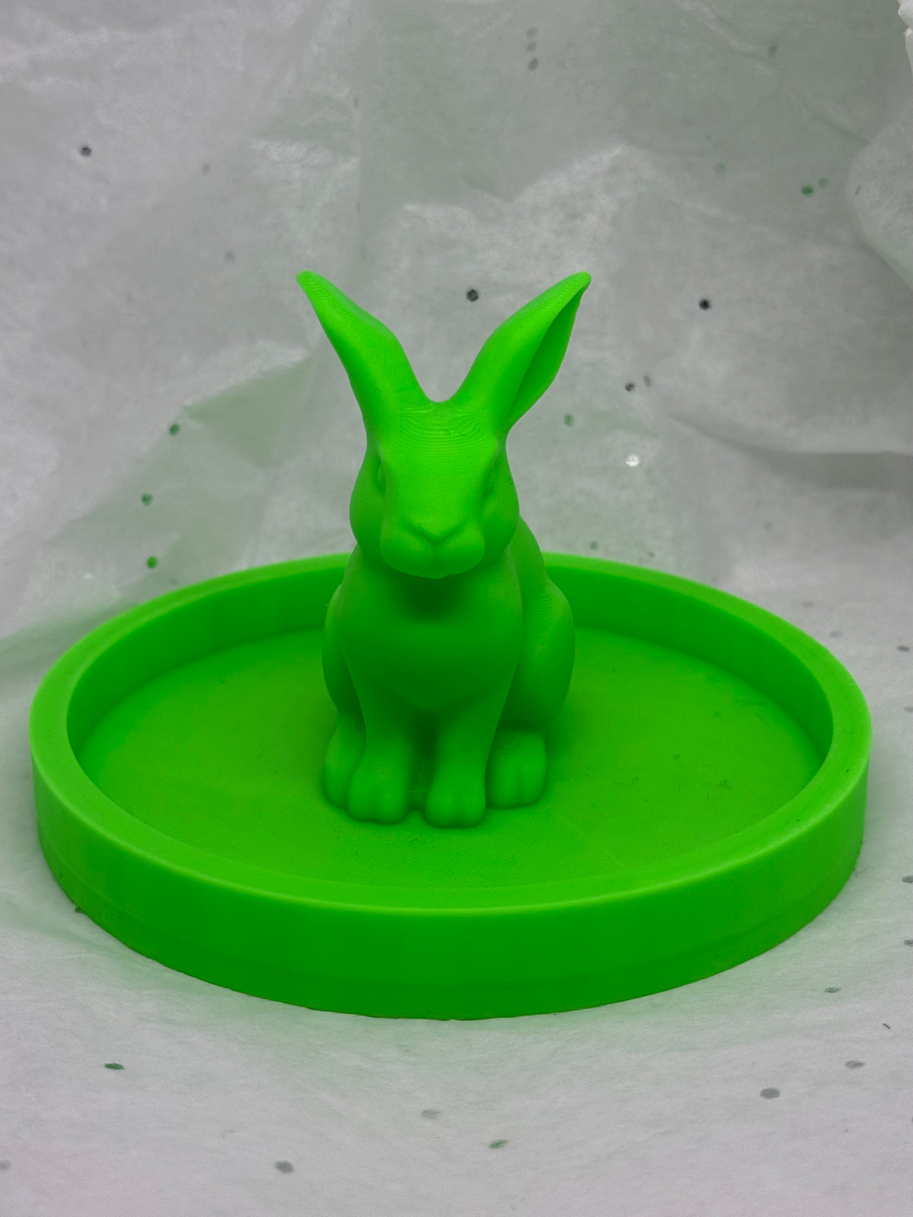 Fat Bunny Jewelry Holder (Glowing Green) | 3D Printed Decor