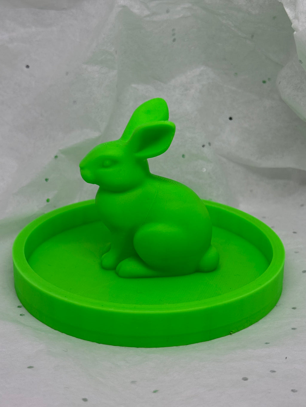 Fat Bunny Jewelry Holder (Glowing Green) | 3D Printed Decor