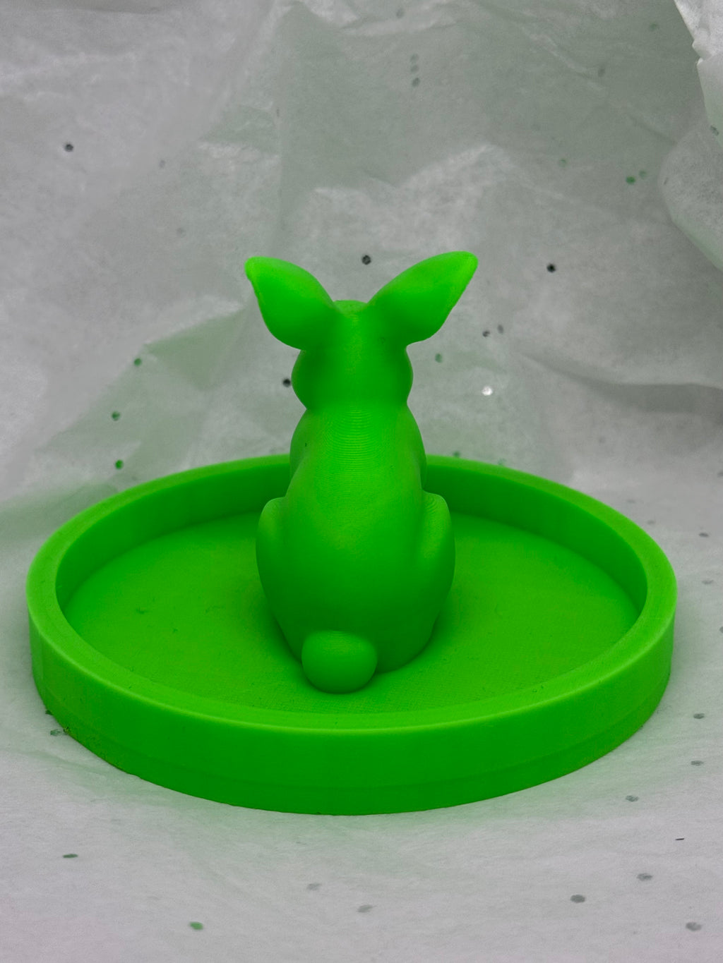 Fat Bunny Jewelry Holder (Glowing Green) | 3D Printed Decor