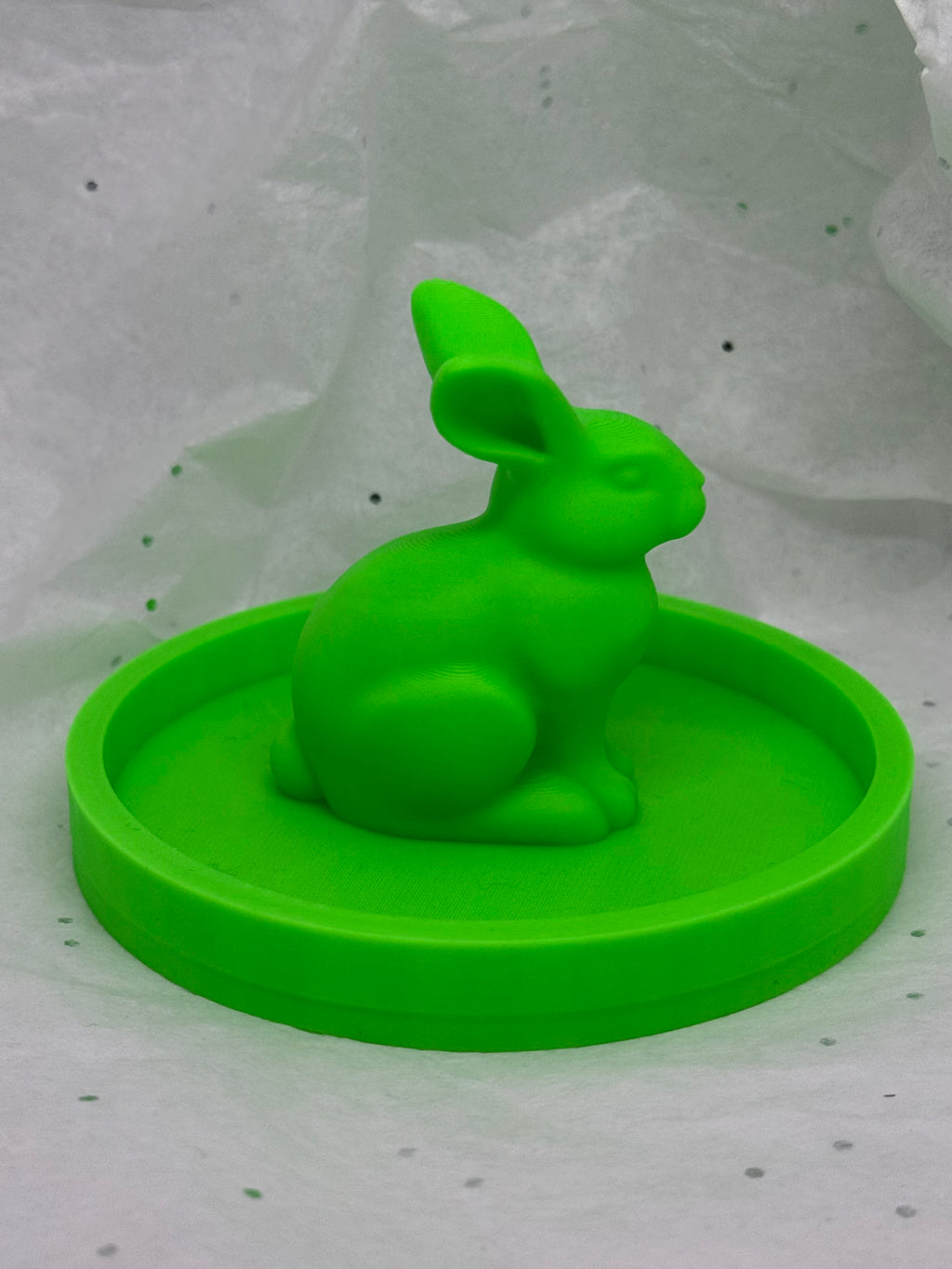 Fat Bunny Jewelry Holder (Glowing Green) | 3D Printed Decor