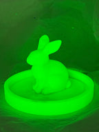 Fat Bunny Jewelry Holder (Glowing Green) | 3D Printed Decor