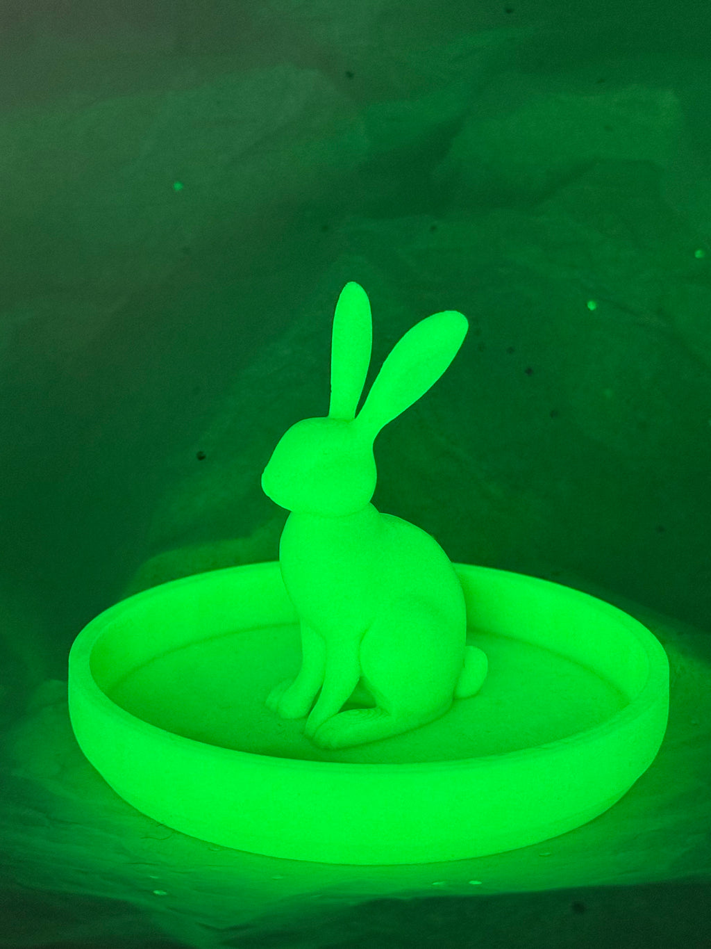 Skinny Bunny Jewelry Holder (Glowing Green) | 3D Printed Decor