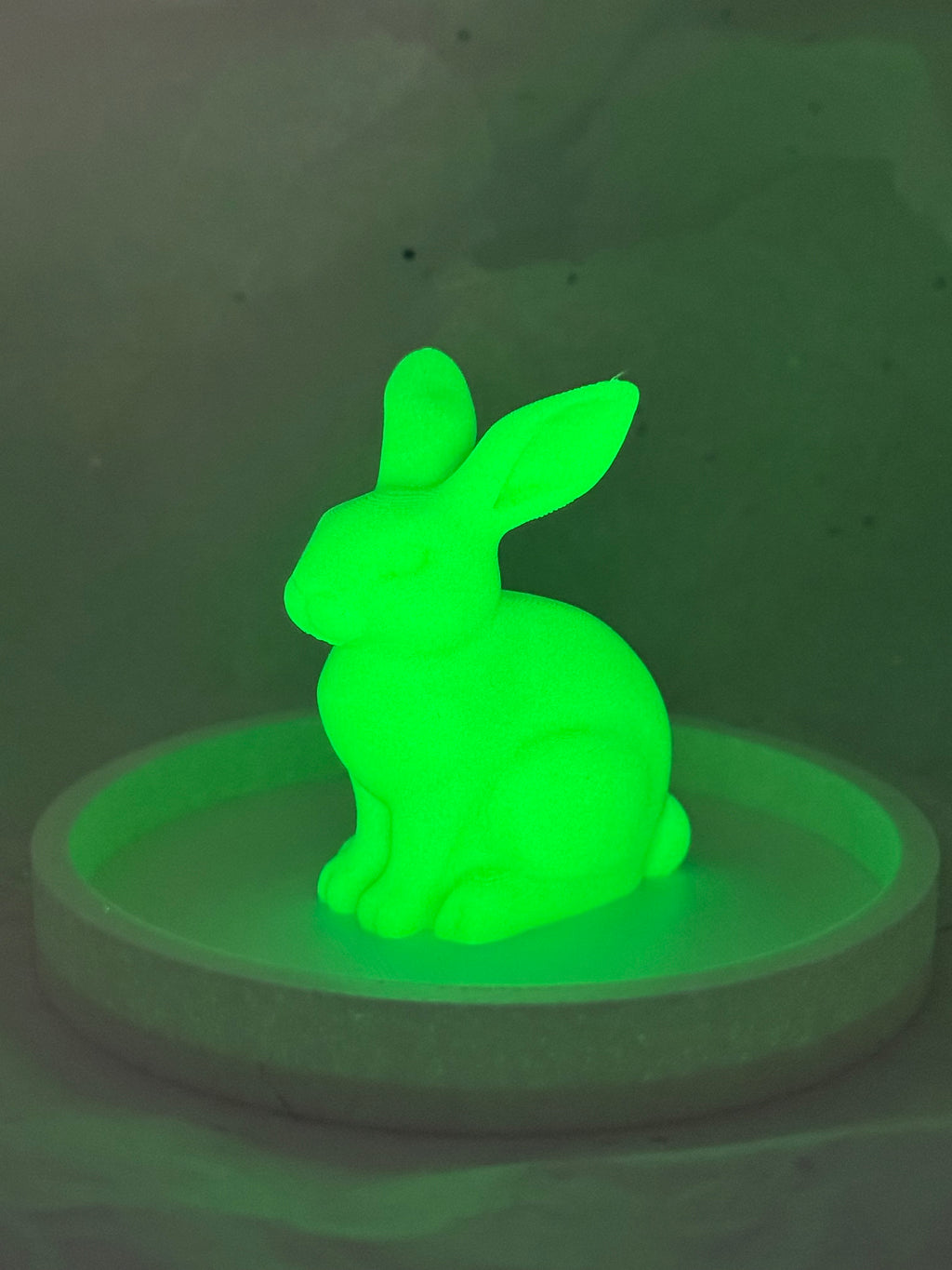 Fat Bunny Jewelry Holder (Glowing Green/White) | 3D Printed Decor