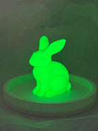 Fat Bunny Jewelry Holder (Glowing Green/White) | 3D Printed Decor