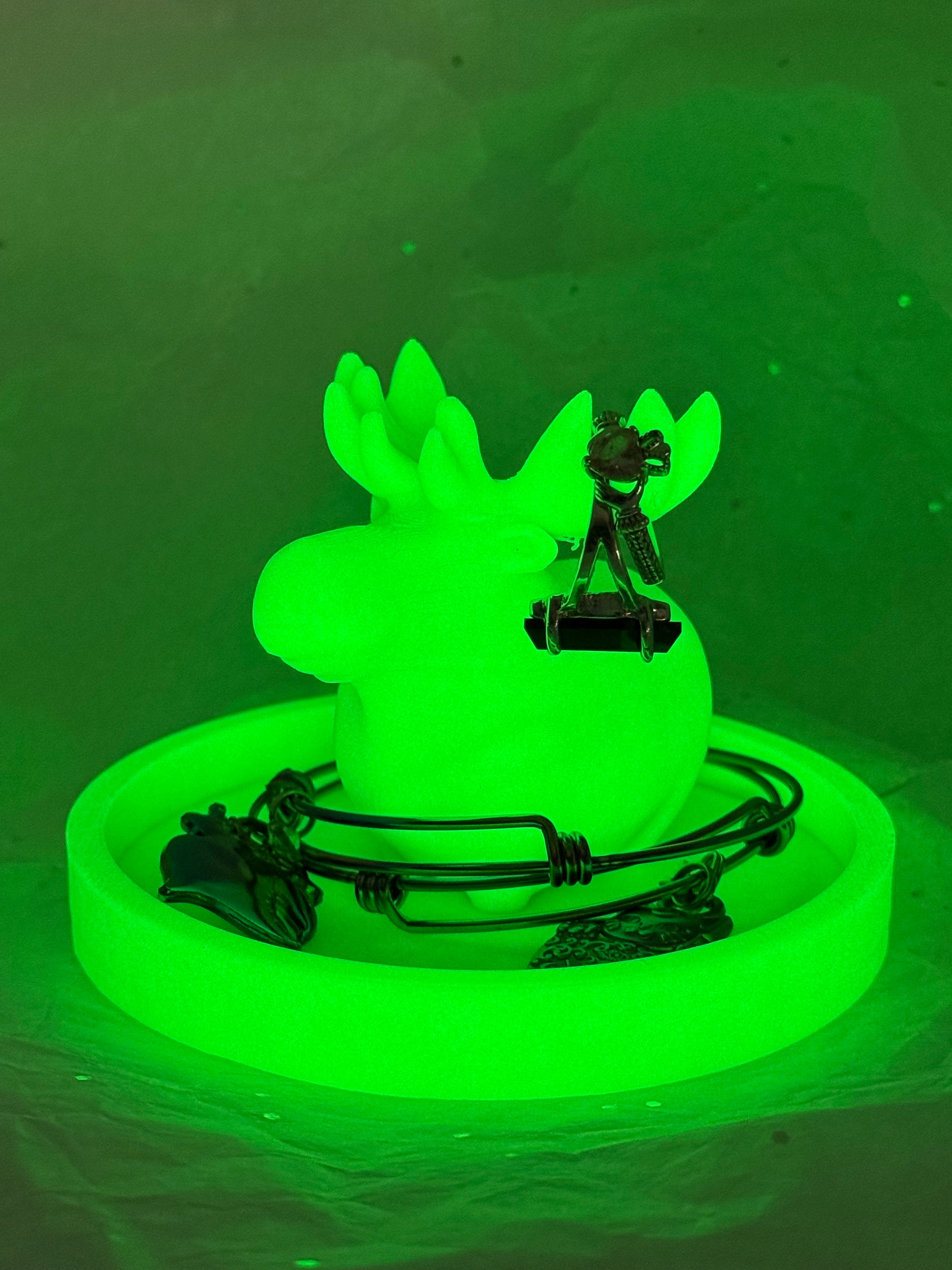 Moose Jewelry Holder (Glowing Green) | 3D Printed Decor