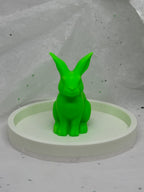 Fat Bunny Jewelry Holder (Glowing Green/White) | 3D Printed Decor